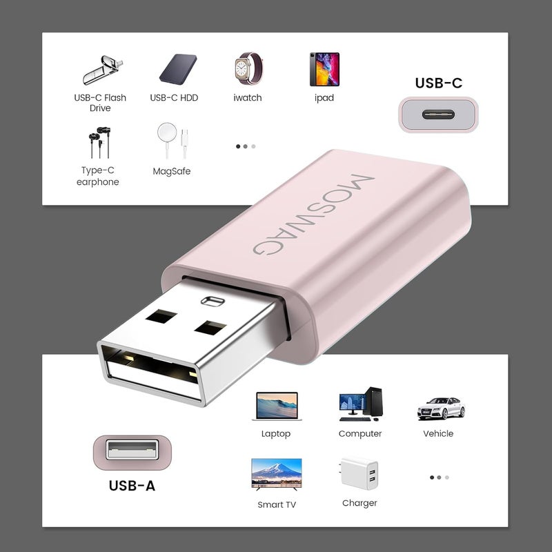 MOSWAG USB-C Female to USB-A Male Adapter, Compatible with Laptops, PC, USB Type-C - Image 2